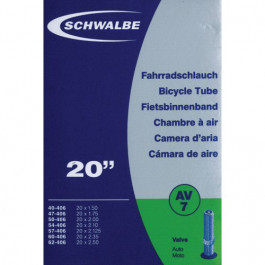 Chambre à air Schwalbe AV7 - 20x1.50 (20x1.75 • 20x200 • 20x2.125 • 20x2.50) [40/54-406/428] - Valve droite Schrader