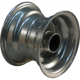 Jante grise acier - 4.50x6 - TL ET0 - avec moyeu 90mm à cage pour roulements à billes Ø47mm (FOURNIE SANS ROULEMENTS)