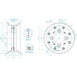 JANTE INDUSTRIELLE ACIER GRISE EN 2 PARTIES BOULONNÉES 3.00x8 / 4 TROUS ENTRAXE Ø85x115 ET-2.5