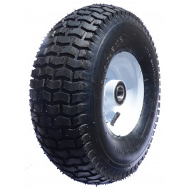 Roue complète GONFLABLE profil gazon - 16x6.50-8 (405x125) TT 4PR - Moyeu roulements à billes (6205 2RS) Ø25x80 - CA valve droite TR13