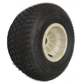 Roue complète - 20x10.00-8 TL 4PR / Jante polypropylène blanche 8.00x8 - Moyeu RB Ø25x110 - déport ET-47 / Pneu GAZON KENDA K500 / Valve TR413