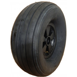 Roue complète lignée - 16x6.50-8 TL 6PR / Jante plastique Noire 2.50Ax8 - Moyeu 75 mm et cage roulement à billes Ø47xEP.14 mm / Pneu Velcoe V-3503 / Valve coudée 