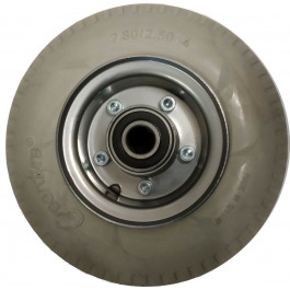 ROUE COMPLÈTE ORTHOPÉDIQUE INCREVABLE 2.80/2.50-4 (220x70) - JANTE ACIER GRISE MOYEU RB (6204 2RS) Ø20x75 / PN PLEIN GRIS GREETYRE FOY