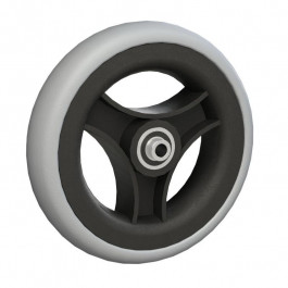 ROUE ORTHOPÉDIQUE INCREVABLE - BANDAGE GRIS CAOUTCHOUC - Ø150x33 · 6x1 1/4 - M.RB (608 2RS) Ø8x46