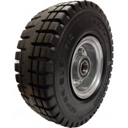 ROUE COMPLÈTE INDUSTRIELLE 3.00-4 (Ø250x80) / JTE ACIER GRISE MOYEU ROUL.à BILLES 6005 2RS Ø25x75 mm / PNEU PLEIN CAOUTCHOUC TRELLEBORG ELITE XP