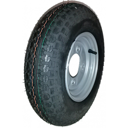 ROUE COMPLETE REMORQUE - 3.50-8 TL 4PR 46N / 4 TROUS ENTAXE Ø85x115xØ12.5 ET0 / PNEU QIND QD-715 / TR413