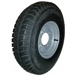 ROUE COMPLÈTE REMORQUE - 4.80/4.00-8 TL 71N 6PR / 4 TROUS Ø85x115xØ12.5 / PNEU QIND QD-713 / VALVE TR600 HP