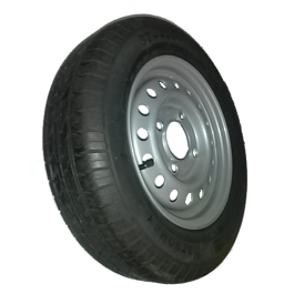 Roue complète remorque - GT Radial KargoMax ST-4000 - 155/70R13 TL 78N M+S / Jante grise en acier - 4.50x13 / 4 trous - déport ET20 / entre-axe Ø85x130 /  trou de fixation Ø18.5 / Valve TR13 (de 3/4)