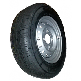 ROUE COMPLÈTE REMORQUE - 145/80R13 TL 79N (ou 79T) / 4 TROUS Ø85x130xØ18.5 DEPORT ET20 / VALVE TR413