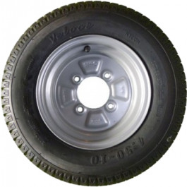 ROUE COMPLÈTE REMORQUE - 4.50-10C TL 76N 6PR M+S / 4 TROUS / Ø85x115xØ12.5 / PNEU WANDA H1021 / VALVE TR413