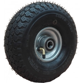 Roue complète GAZON - 11x4.00-4 TL 4PR / Jante ACIER grise moyeu roulements à billes (6204 2RS) Ø20x75 mm / Pneu KENDA K500 Super Turf / Valve coudée TR87