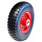 ROUE COMPLÈTE INCREVABLE 2.50-4 / JANTE ACIER ROUGE MOYEU RB Ø20x75 ET0 / PN PLEIN POLYURÉTHANE