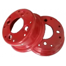 Jante rouge acier en 2 parties boulonnées - 5.50x8 TT - 4 trous - ET-3 - Ø85x130xØ13.0