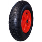 Roue complète GONFLABLE  - 4.00-8 (4.80/4.00-8) TT 4PR - Jante plastique à moyeu roulement à rouleaux Ø20x75 - Valve droite TR13