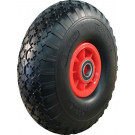 ROUE COMPLÈTE INCREVABLE MANUTENTION - 4.00-4 / JANTE PLASTIQUE ROUGE MOYEU RB Ø25x75 6005 2RS