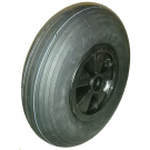 Roue complète 4.80/4.00-8 TT 6PR / Jante plastique NOIRE MP PLAST à GROS BATTONS - Moyeu 75 mm à cage pour RB Ø47mm / Pneu Deli S-379 / Valve droite TR13