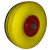 Roue complète INCREVABLE - Pneu Starco Flex PRO ST-31 jaune - 26-4C - Bandage Polyuréthane 3.00-4 (260x85) / Jante rouge en acier 2.10Ax4  - Moyeu tube lisse de Ø35x71