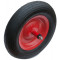 ROUE COMPLÈTE INCREVABLE POUR BROUETTE - 4.00-8 / JANTE ACIER ROUGE MOYEU BAGUE NYLON Ø12x150 + AXE M12x200